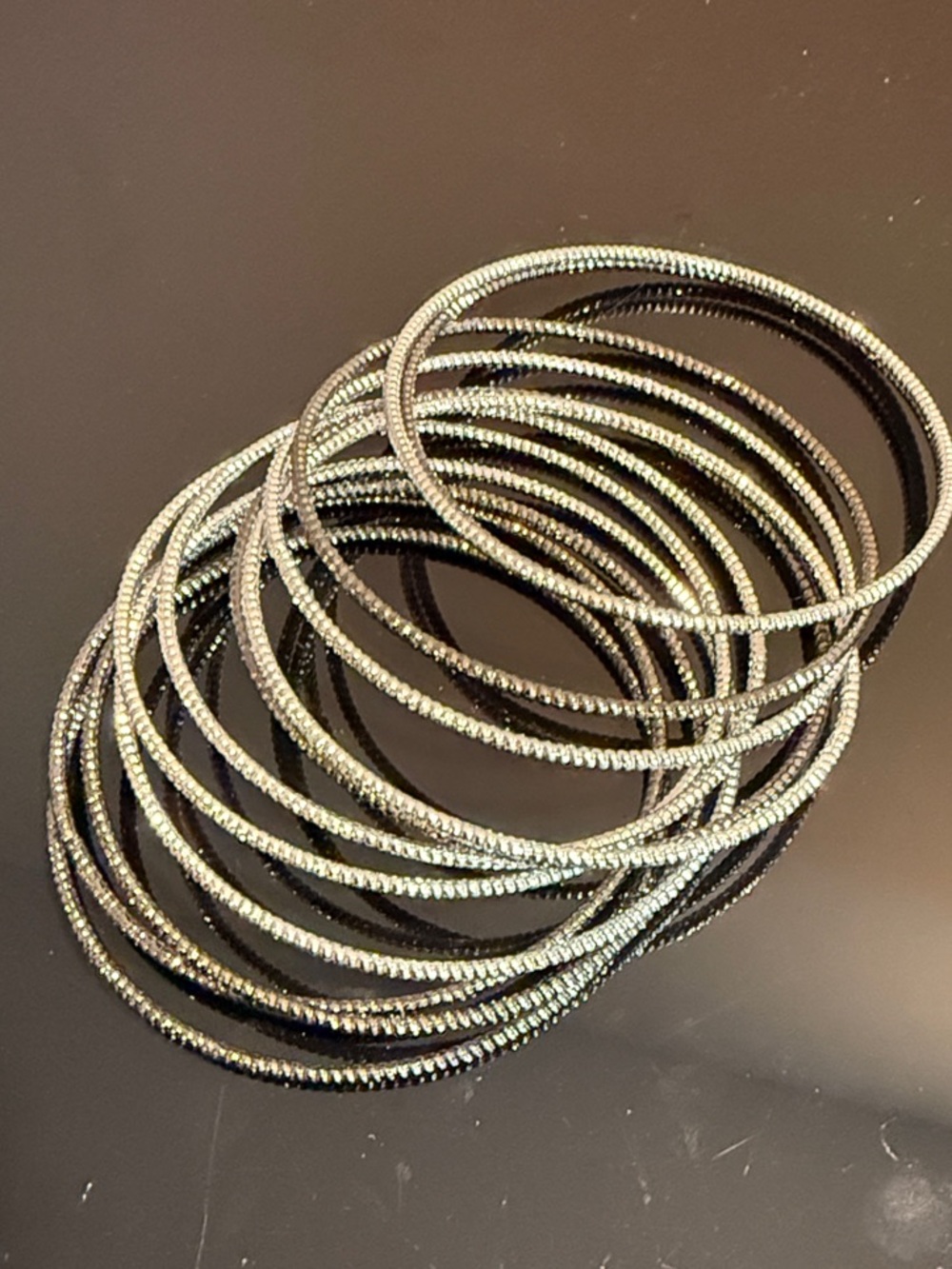 Silver-Tone Women's Stackable Bangle Bracelets - Set of 12